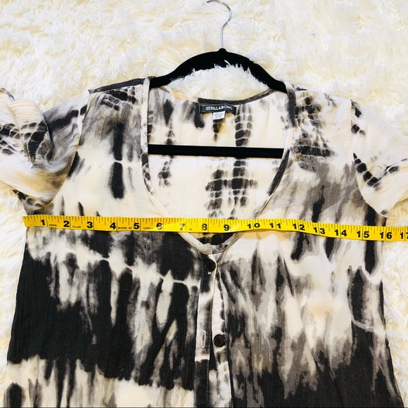 Billabong Black and White Bohemian style Tie Dye Button Down Tunic XS - Picture 2 of 8